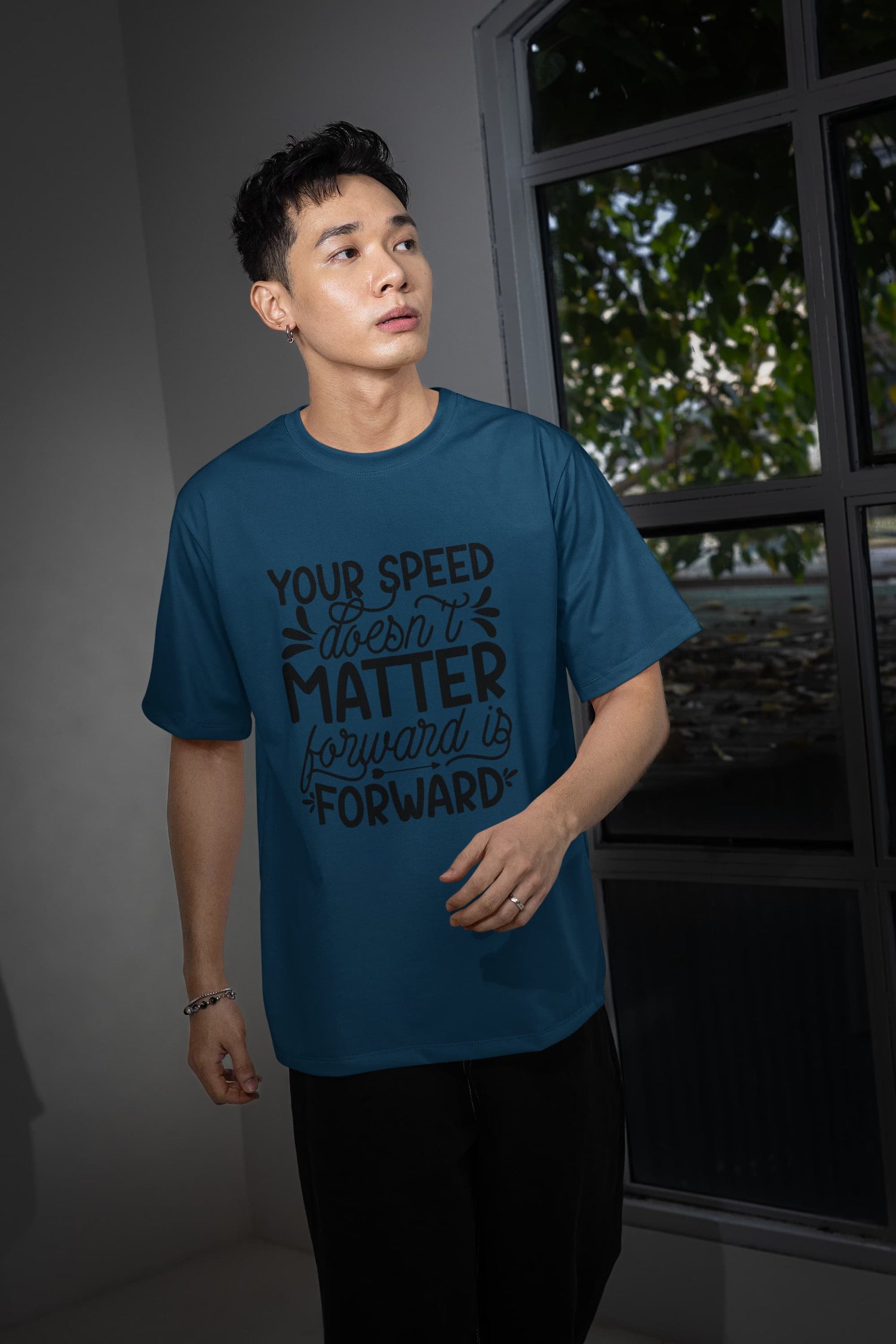 MENS NAVY BLUE OVERSIZED T-SHIRT