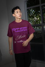 Men's Burgundy Oversized Round Neck T-shirts