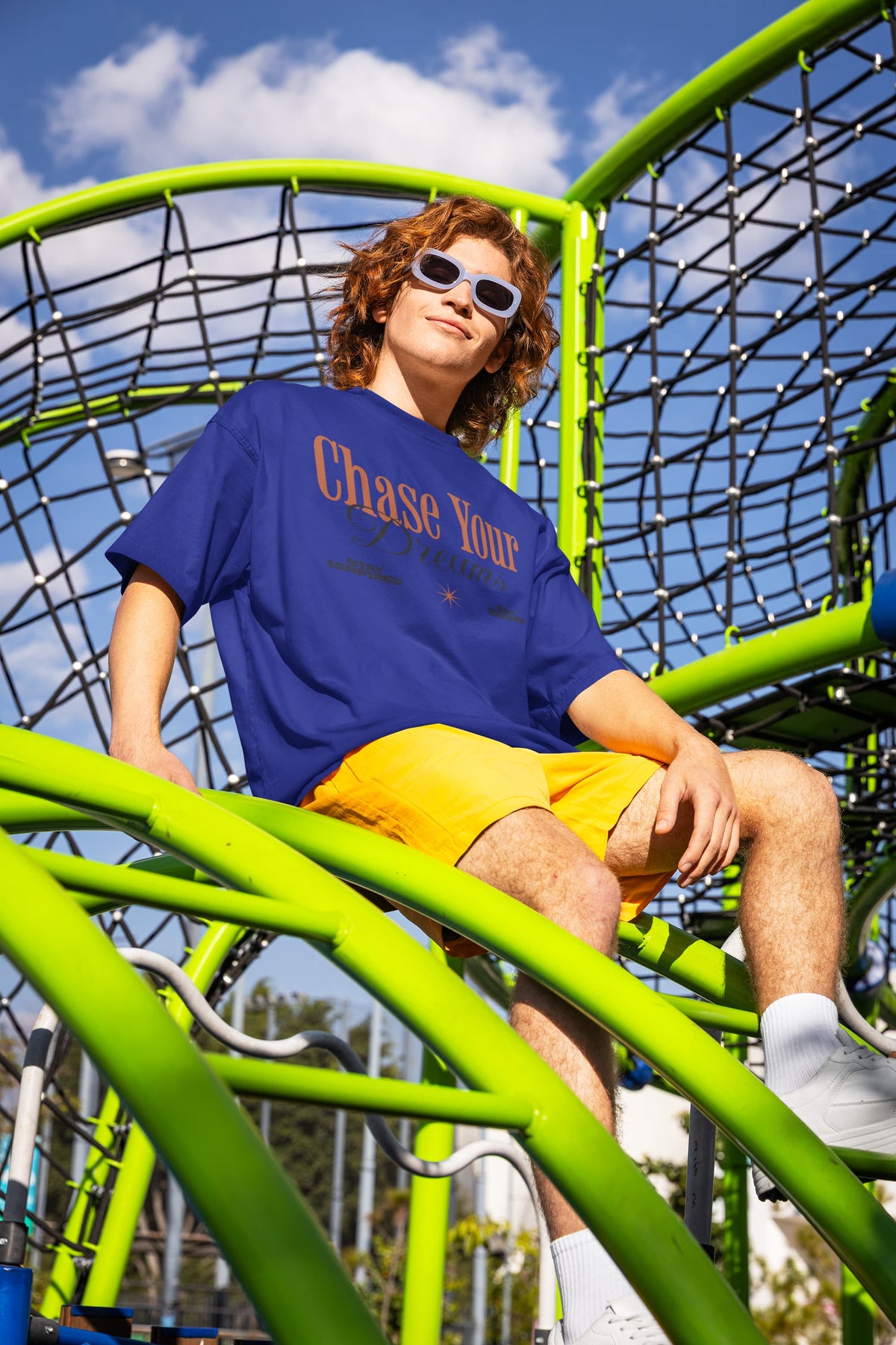 Men's Royal Blue Oversized Round Neck T-shirts