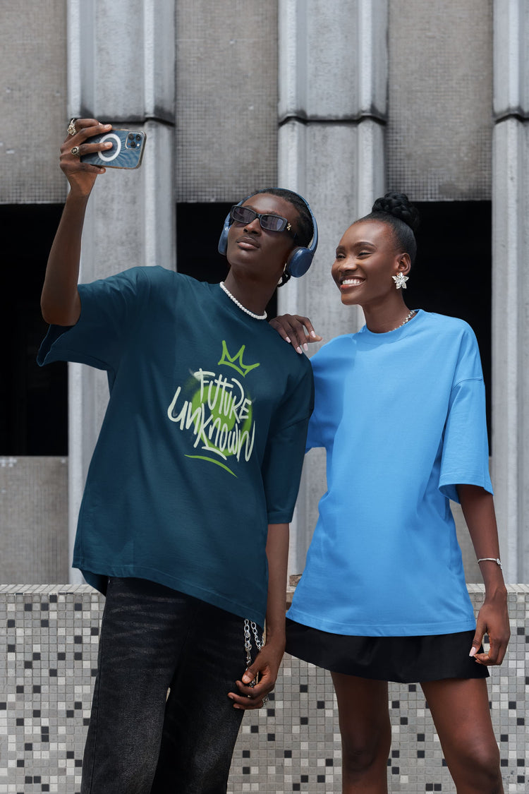 MENS NAVY BLUE OVERSIZED ROUNDNECK T-SHIRT 