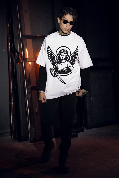 Men's White Oversized Round Neck T-shirts 