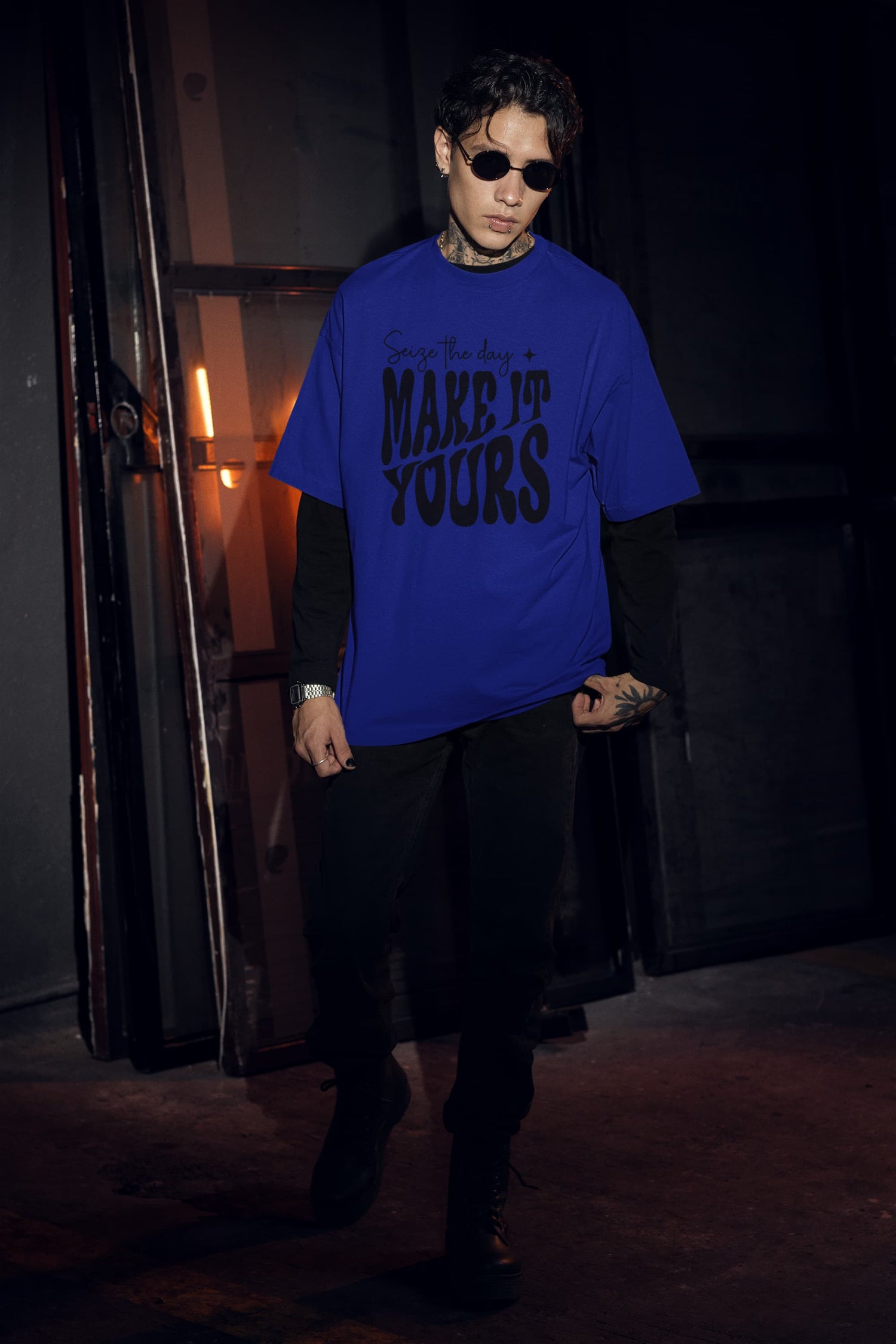 MENS ROYAL BLUE OVERSIZED T-SHIRT