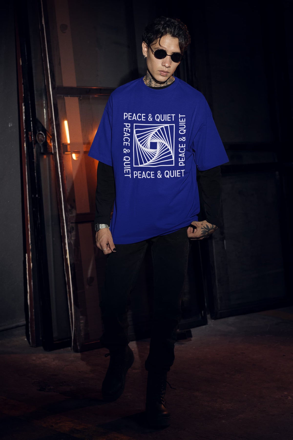 Karavirs® Peace Royal Blue graphic tee for men India