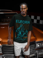 Men's Bottle Green Oversized Round Neck T-shirts