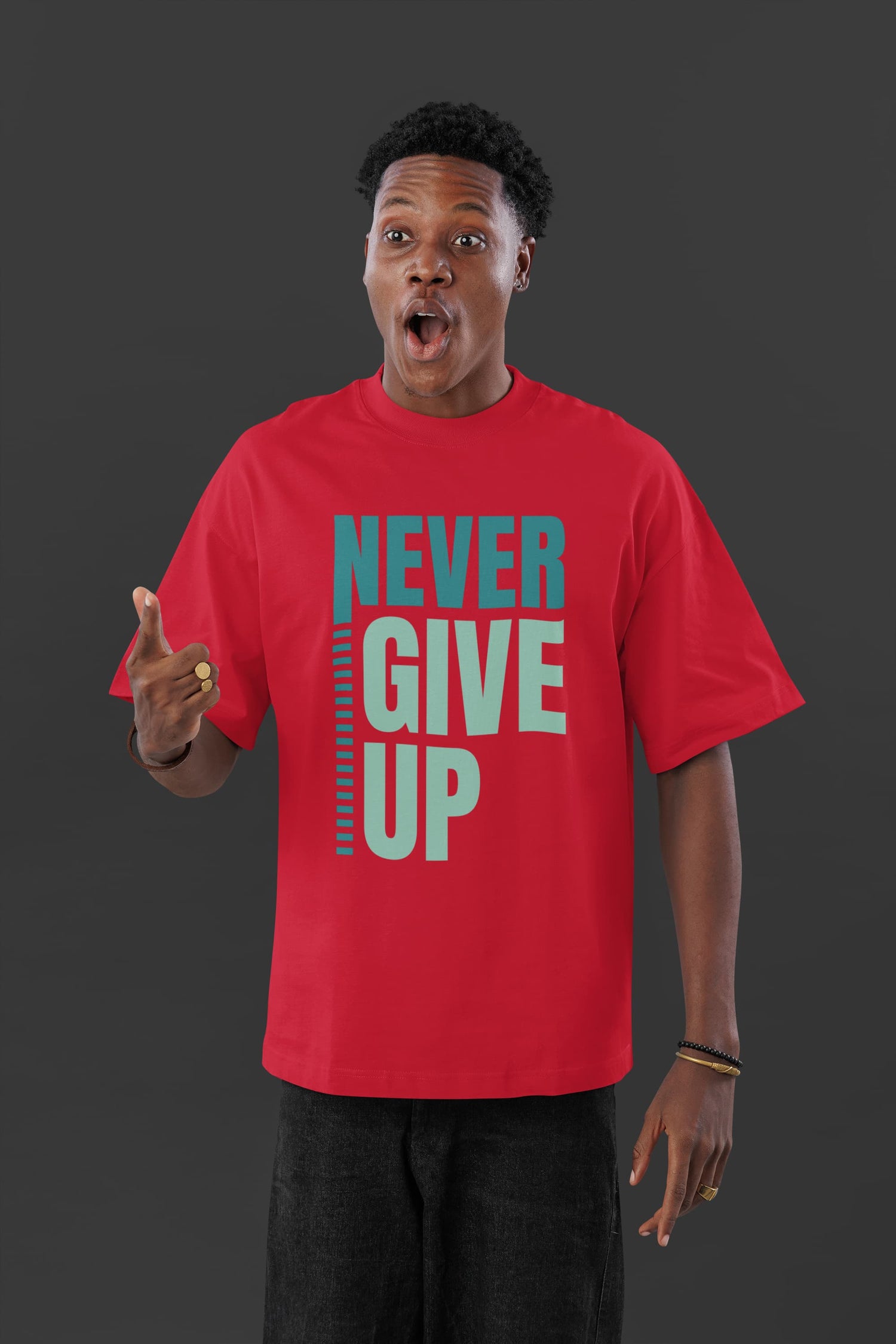 MENS RED OVERSIZED ROUNDNECK T-SHIRT 