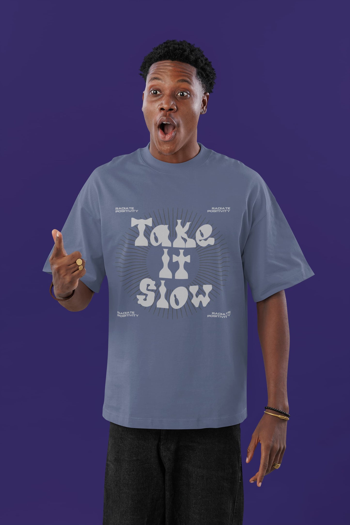 MENS STEEL GREY OVERSIZED T-SHIRT