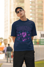 Men's Navy Blue Oversized Round Neck T-shirt