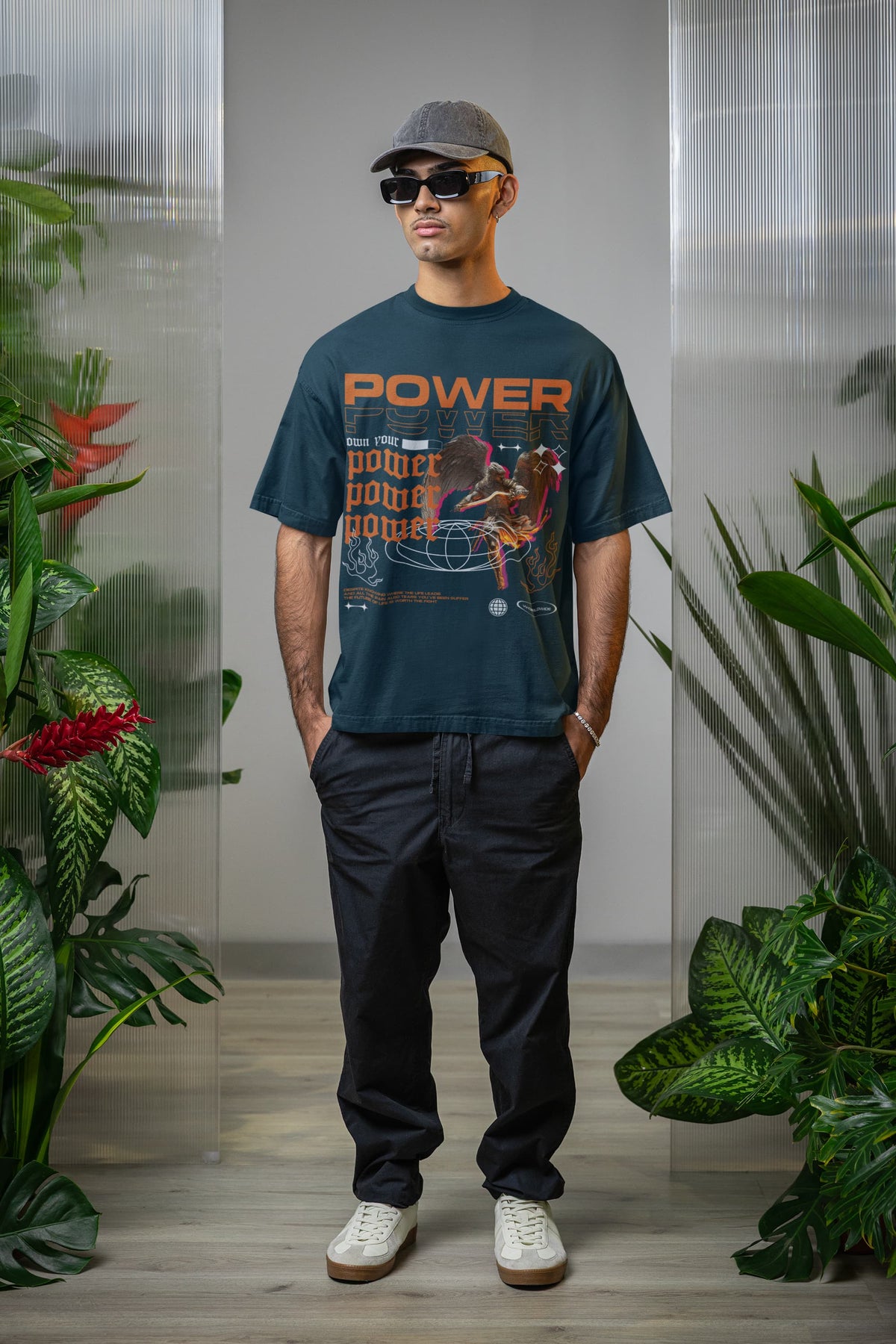 Men's Navy Blue Oversized Round Neck T-shirts