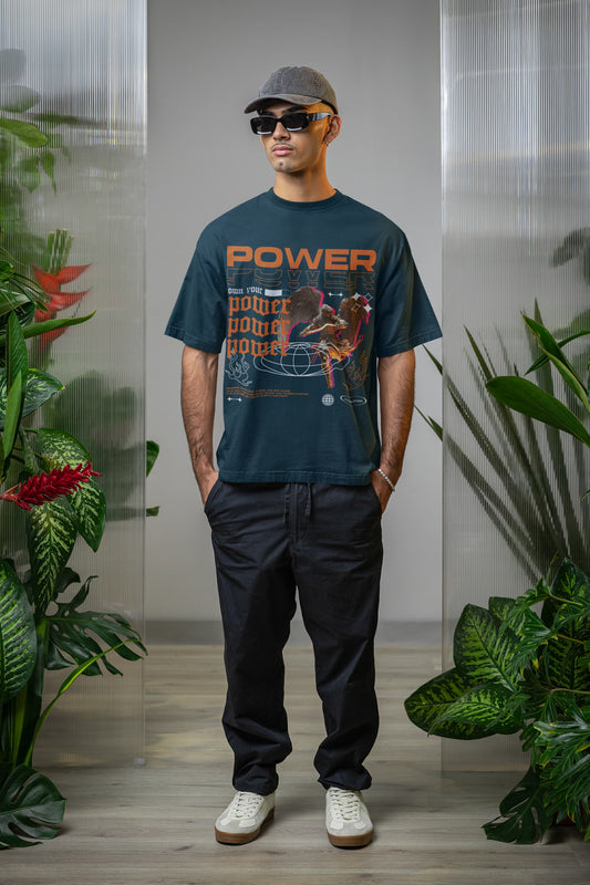 Men's Navy Blue Oversized Round Neck T-shirts