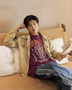 Men's Burgundy Oversized Round Neck T-shirts