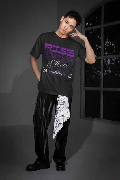 Men's Black Oversized Round Neck T-shirts