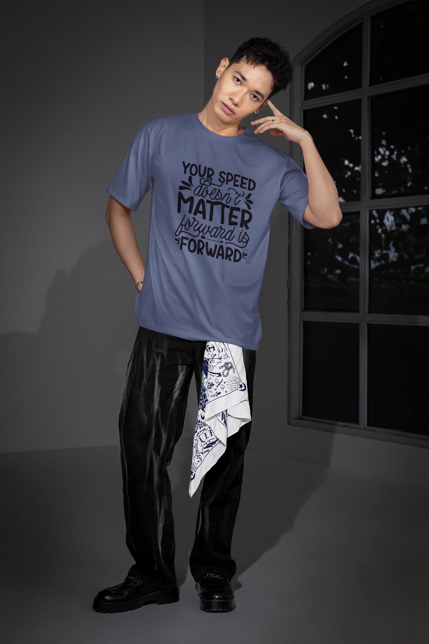 MENS STEEL GREY OVERSIZED T-SHIRT