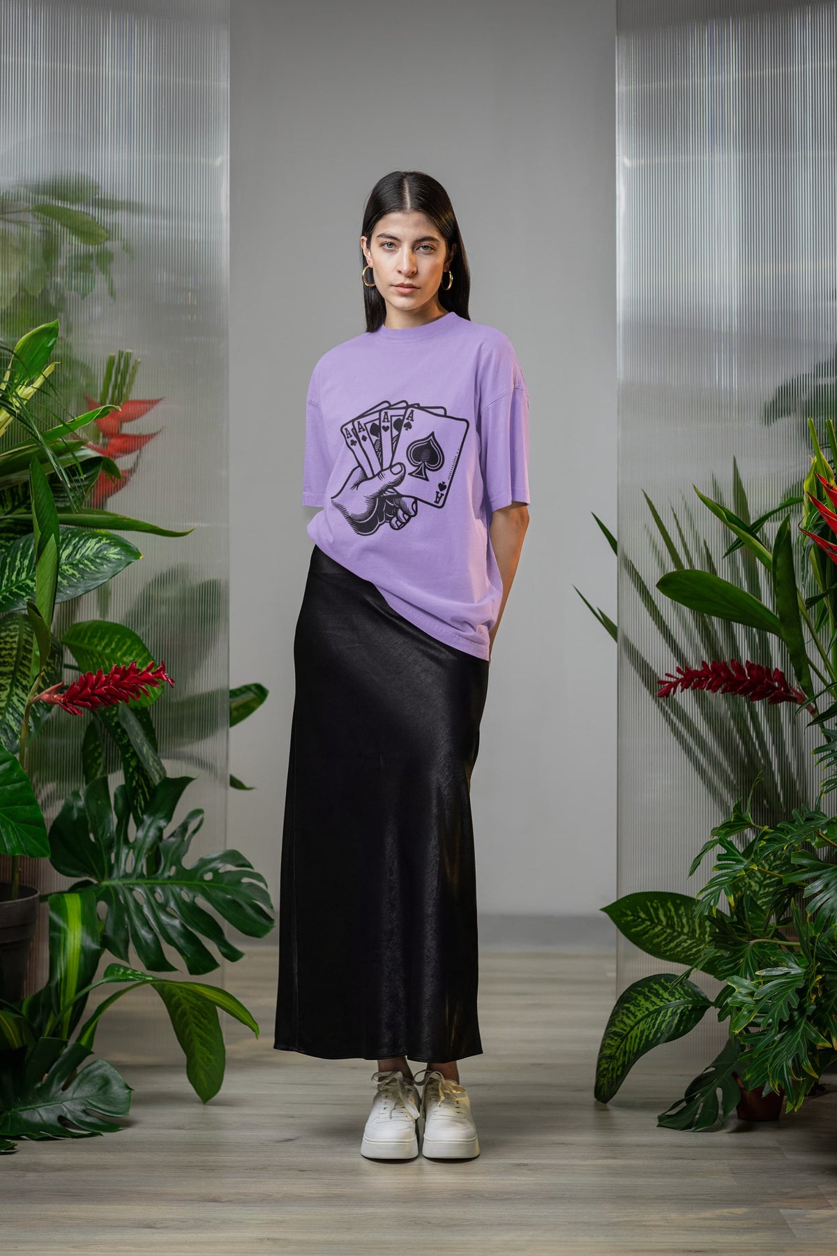 Men's Iris Lavender Oversized Round Neck T-shirts