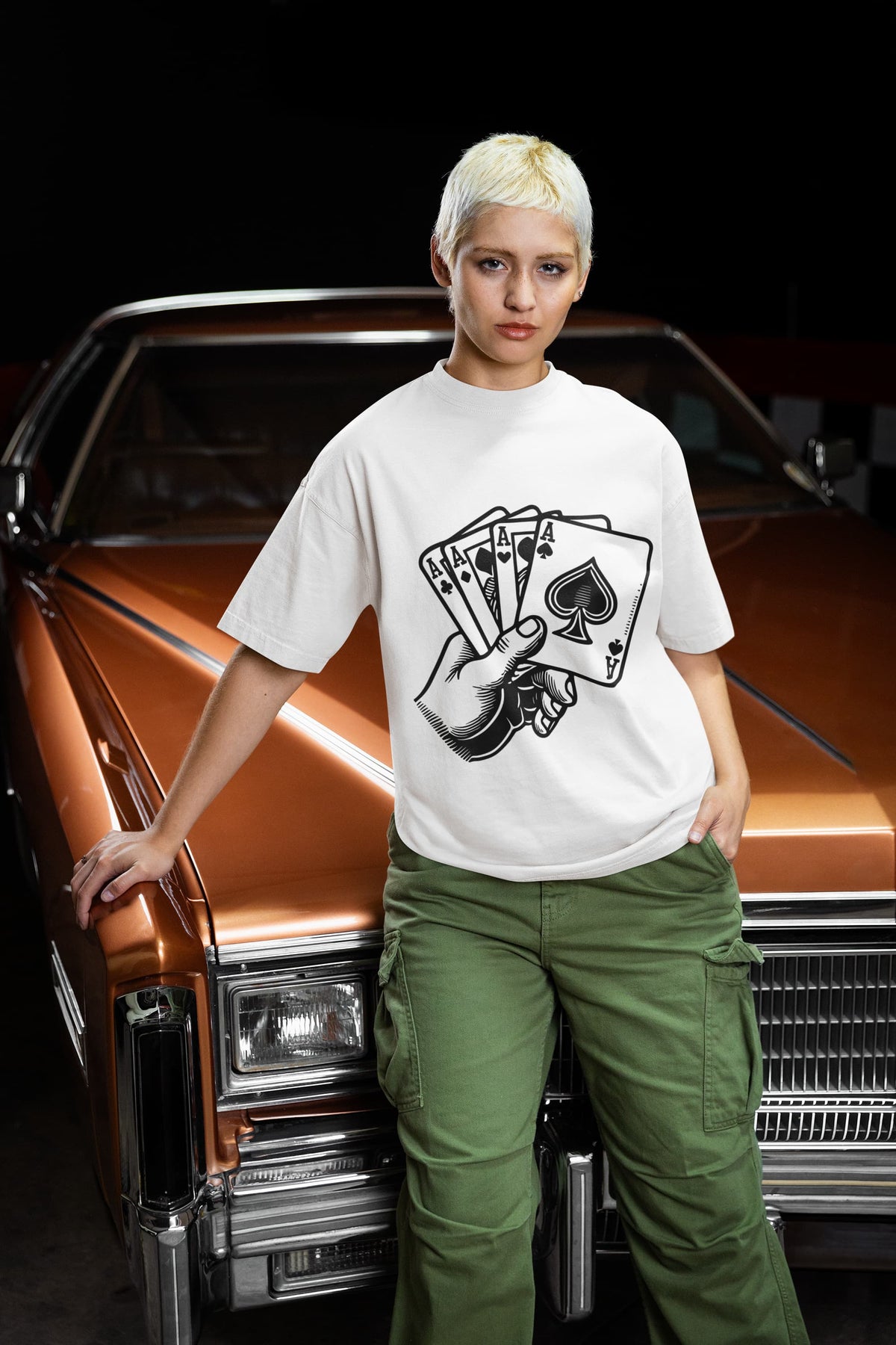 Men's White Oversized Round Neck T-shirts
