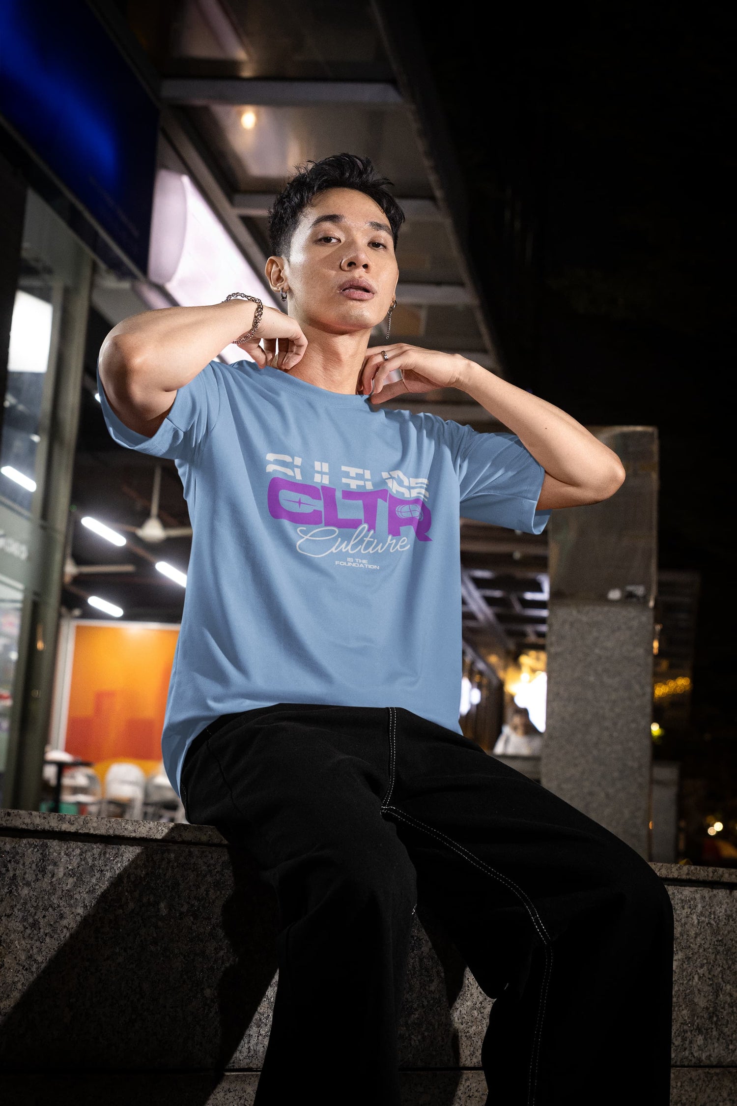 UNISEX BABY BLUE OVERSIZED T-SHIRT 