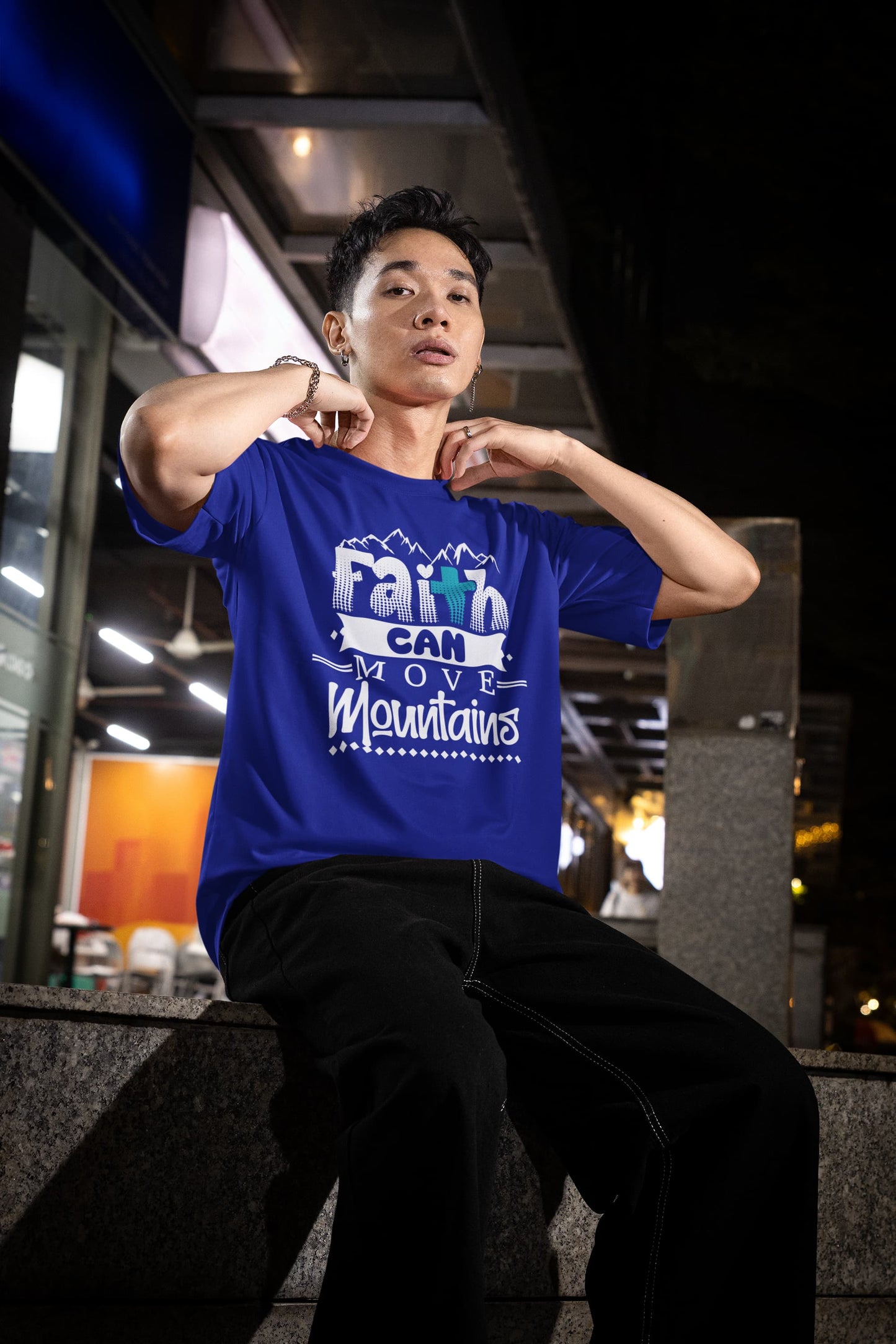MENS ROYAL BLUE OVERSIZED ROUNDNECK T-SHIRT