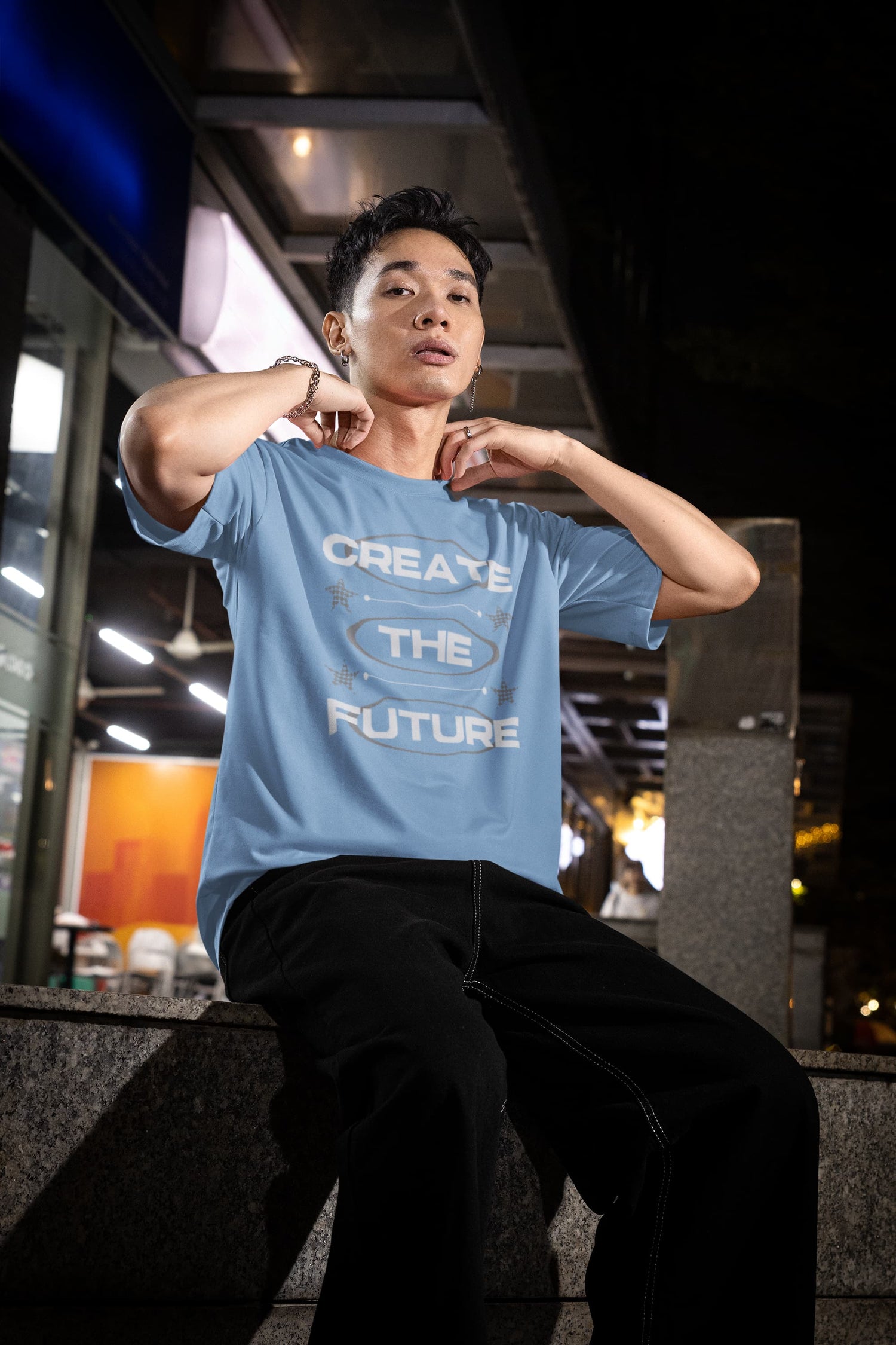 UNISEX BABY BLUE OVERSIZED T-SHIRT