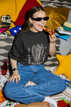 Women's Black Oversized Round Neck T-shirts