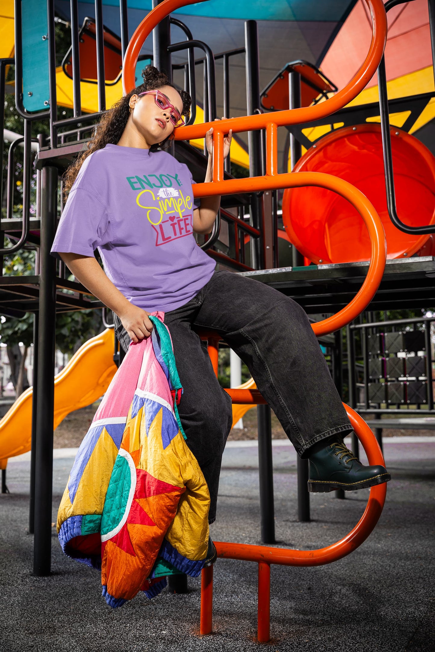WOMENS IRIS LAVENDER OVERSIZED ROUNDNECK T-SHIRT