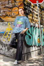 WOMENS BABY BLUE OVERSIZED ROUNDNECK T-SHIRT
