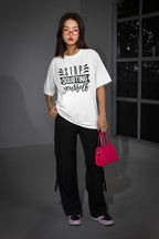 WOMENS WHITE OVERSIZED ROUNDNECK T-SHIRT