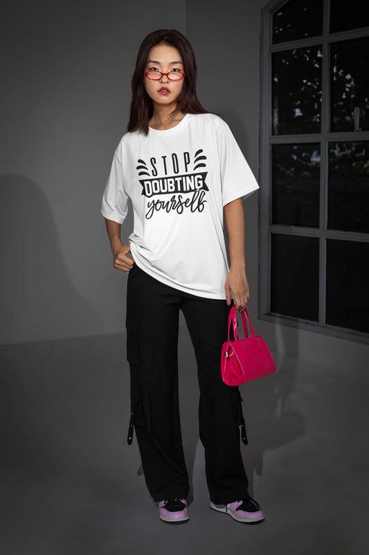 WOMENS WHITE OVERSIZED ROUNDNECK T-SHIRT
