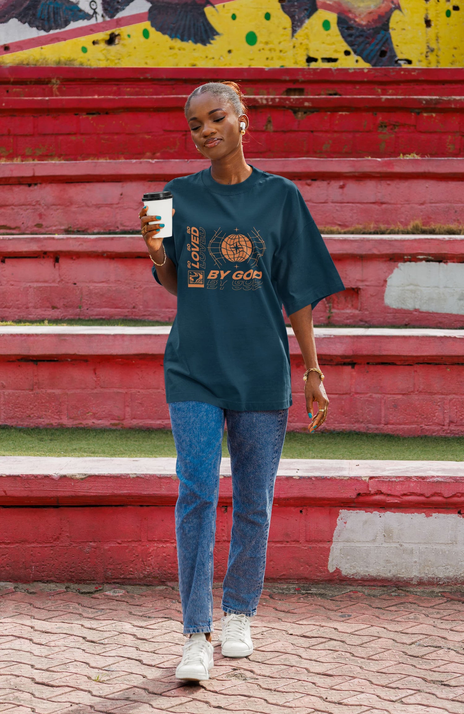 UNISEX NAVY BLUE OVERSIZED T-SHIRT 