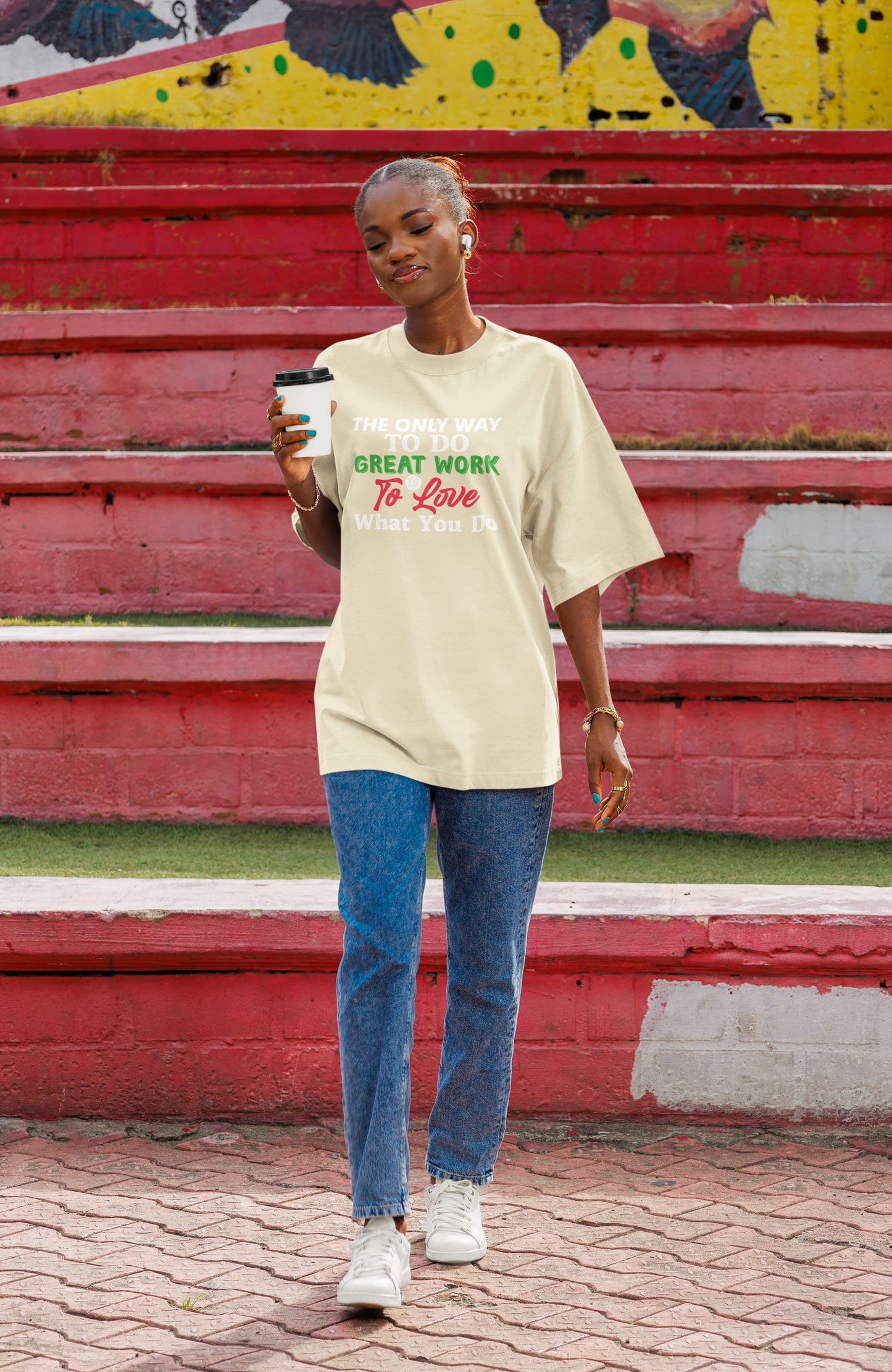 WOMENS OFF WHITE OVERSIZED ROUNDNECK T-SHIRT
