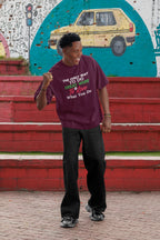 MENS BURGUNDY OVERSIZED ROUNDNECK T-SHIRT