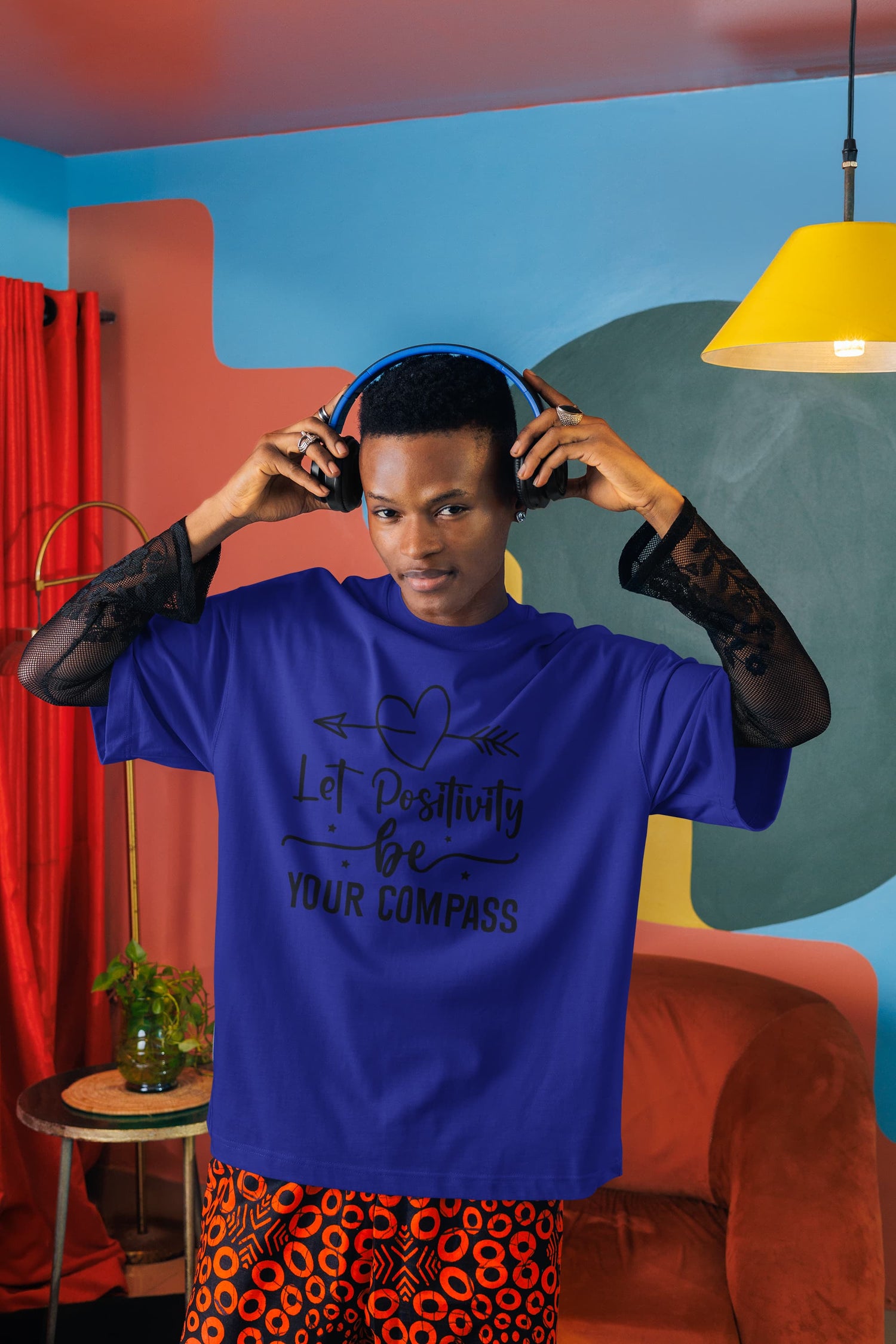 MENS ROYAL BLUE OVERSIZED ROUNDNECK T-SHIRT 