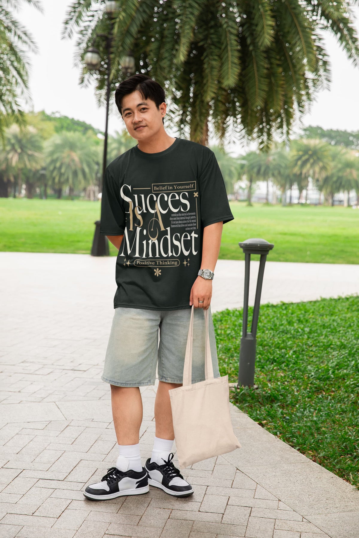 Men's Bottle Green Oversized Round Neck T-shirts