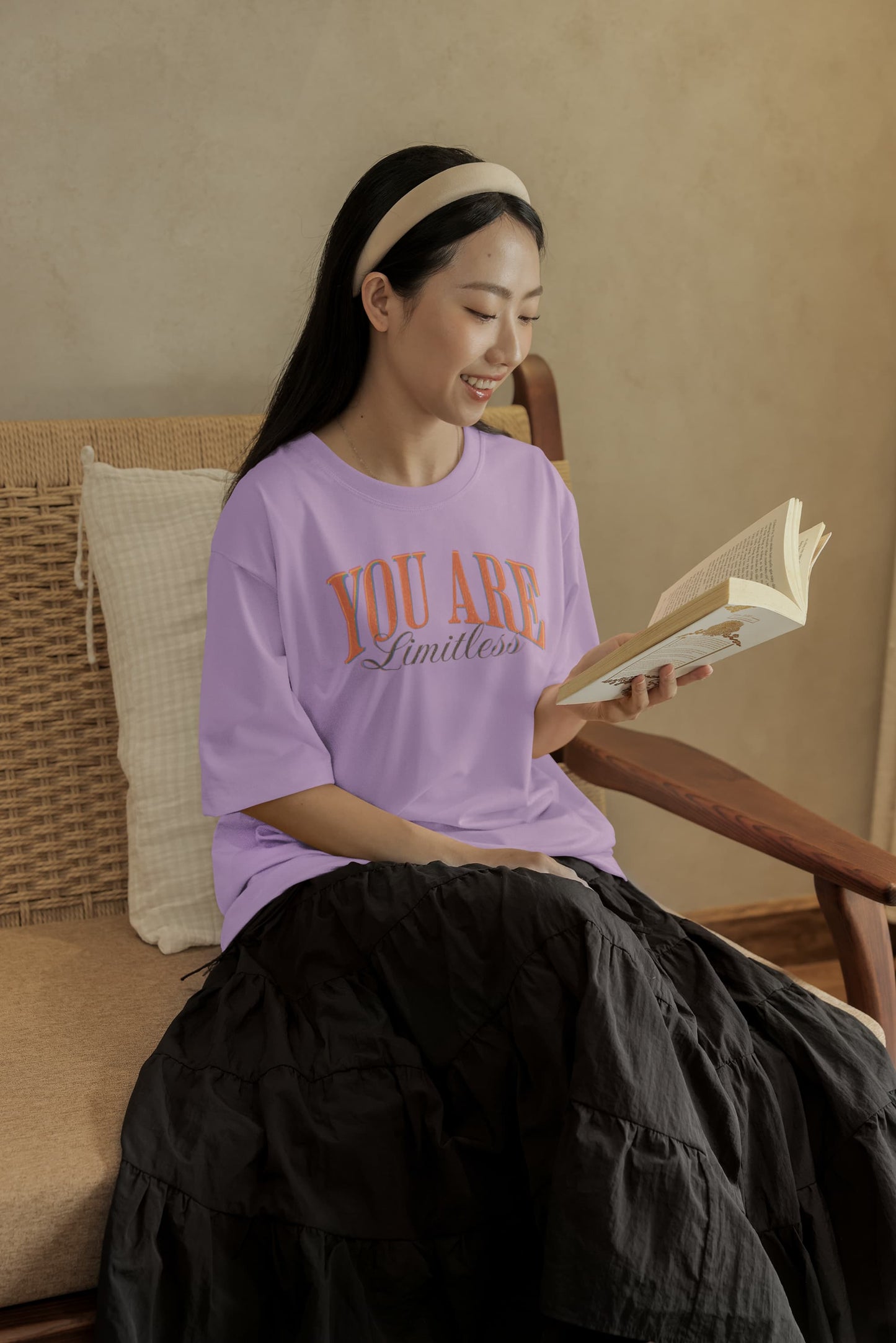 Women's Iris Lavender Oversized Round Neck T-shirts