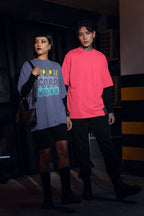 WOMENS STEEL GREY OVERSIZED ROUNDNECK T-SHIRT 