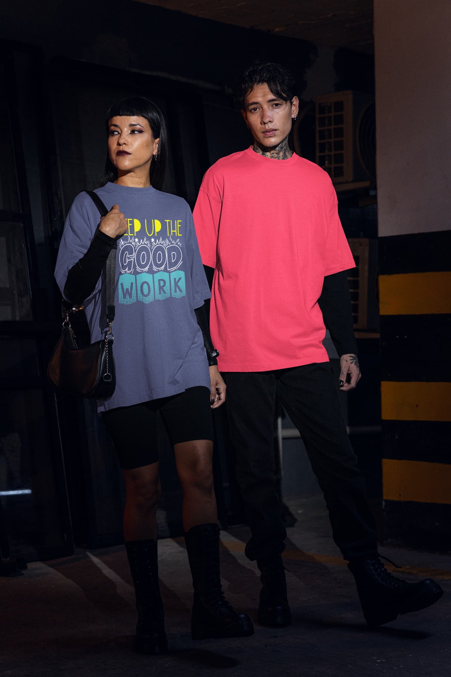 WOMENS STEEL GREY OVERSIZED ROUNDNECK T-SHIRT 