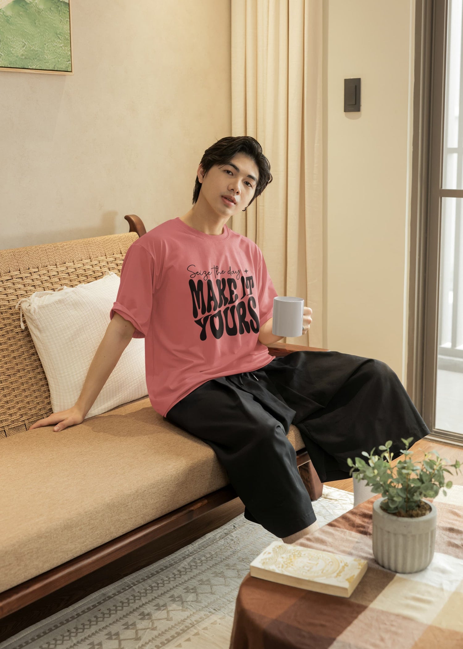MENS DUSTY ROSE OVERSIZED T-SHIRT