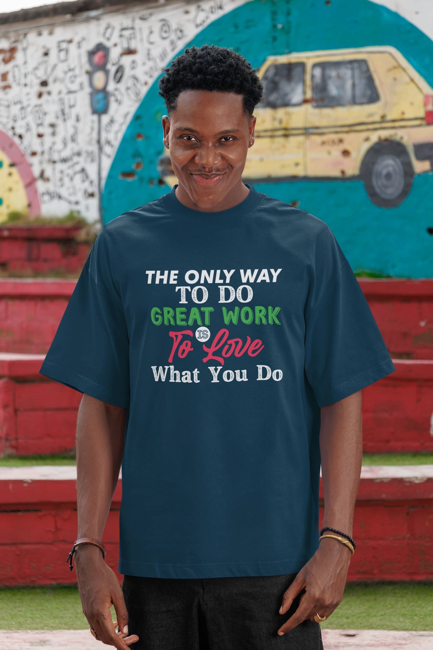 MENS NAVY BLUE OVERSIZED ROUNDNECK T-SHIRT