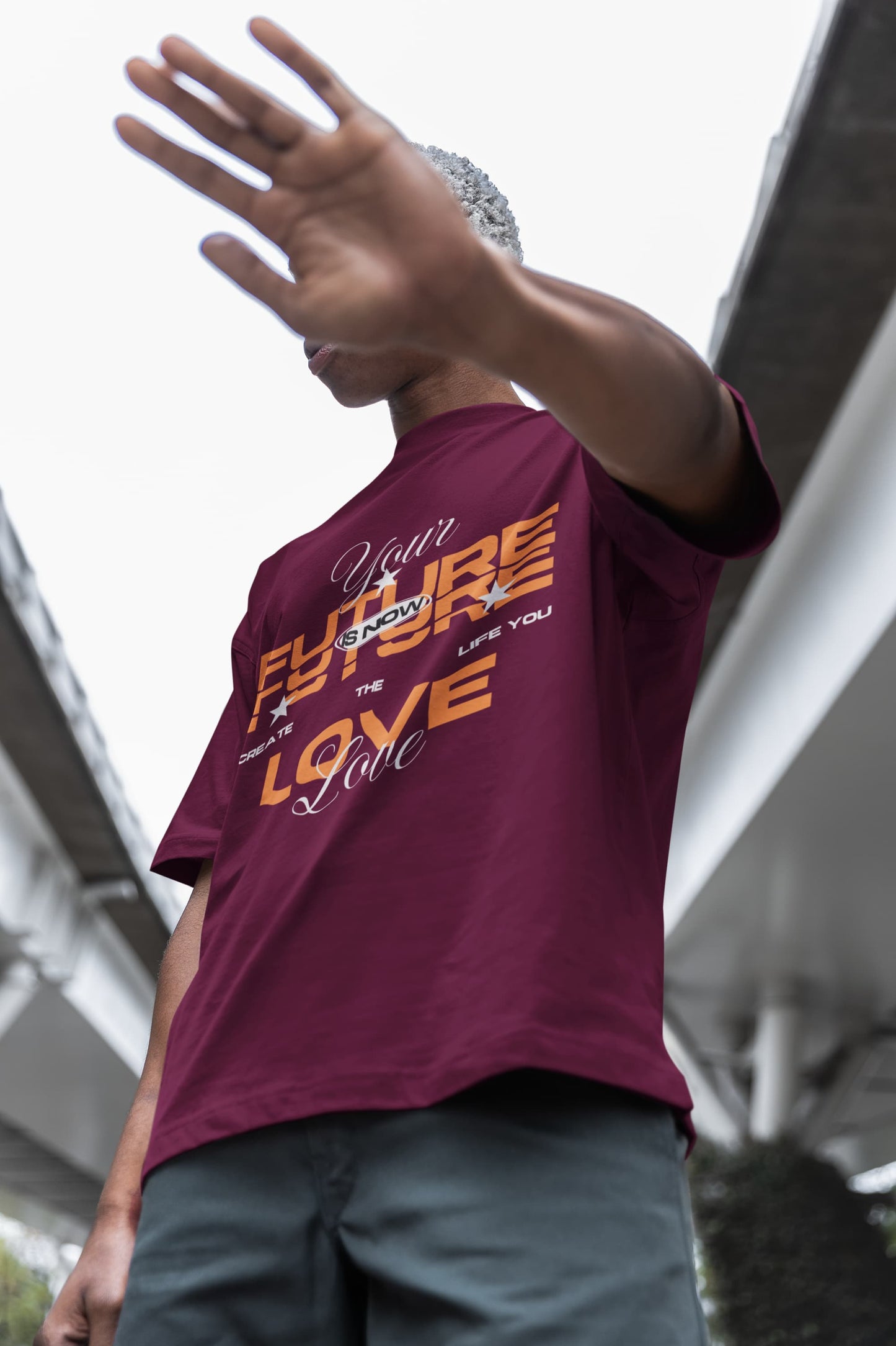 Men's Burgundy Oversized Round Neck T-shirts