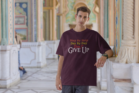 MENS BURGUNDY OVERSIZED ROUNDNECK T-SHIRT