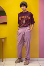 Men's Burgundy Oversized Roundneck T-shirts