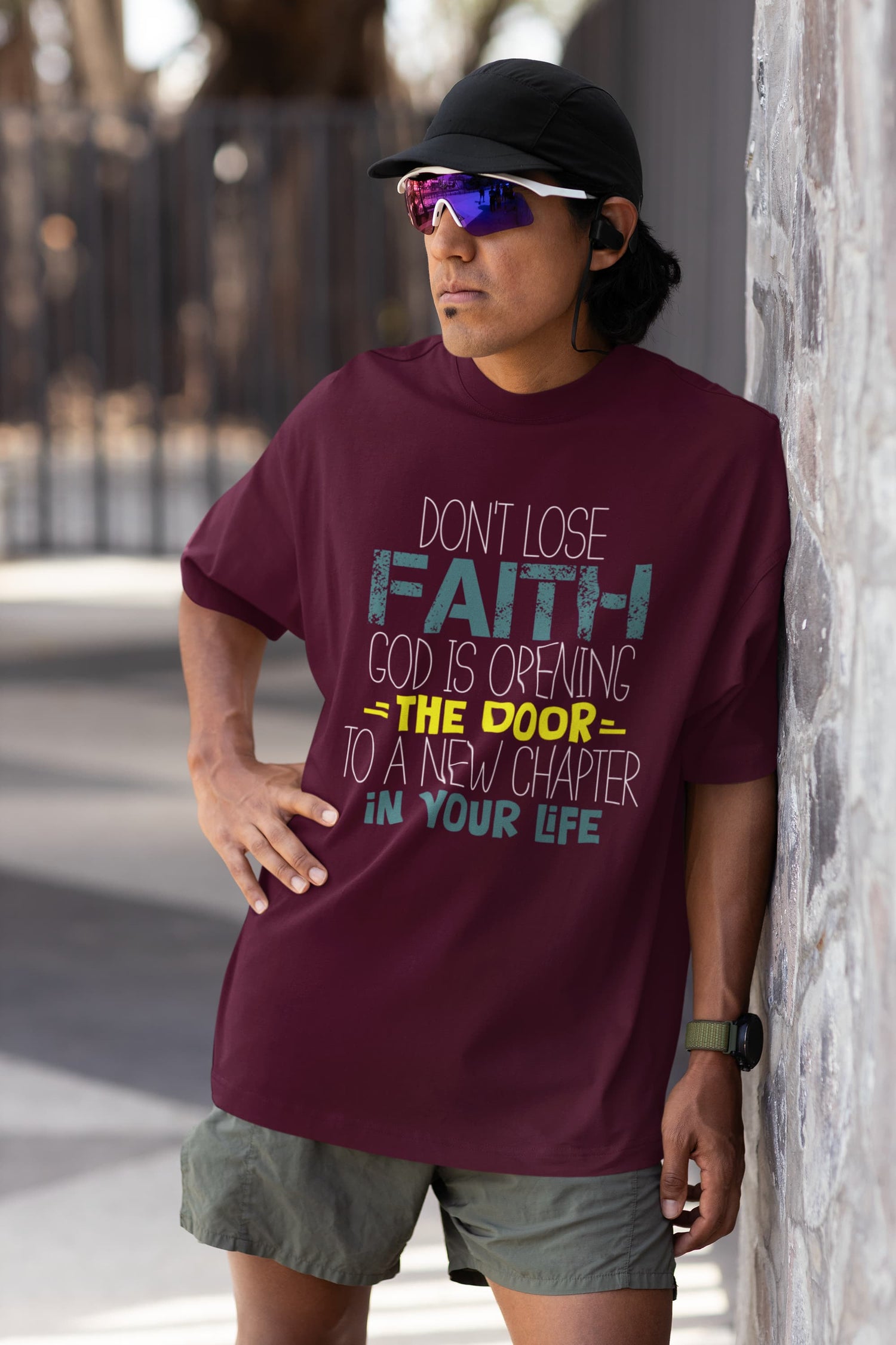 MENS BURGUNDY OVERSIZED T-SHIRT