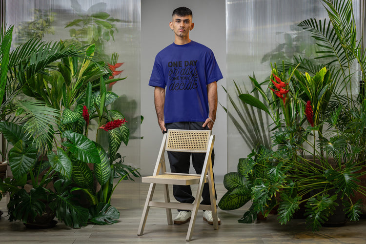 MENS ROYAL BLUE OVERSIZED ROUNDNECK T-SHIRT