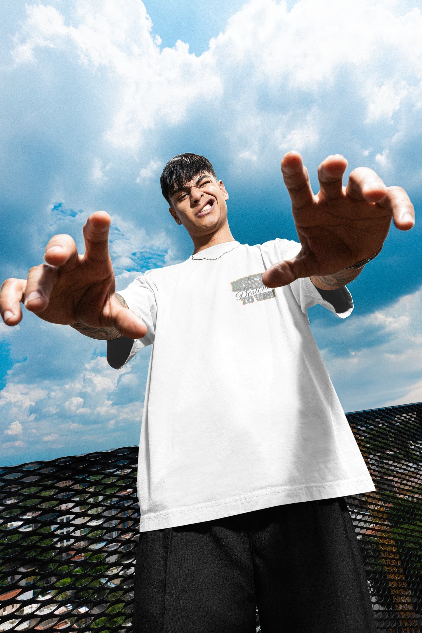 Men's White Oversized Round Neck T-shirt