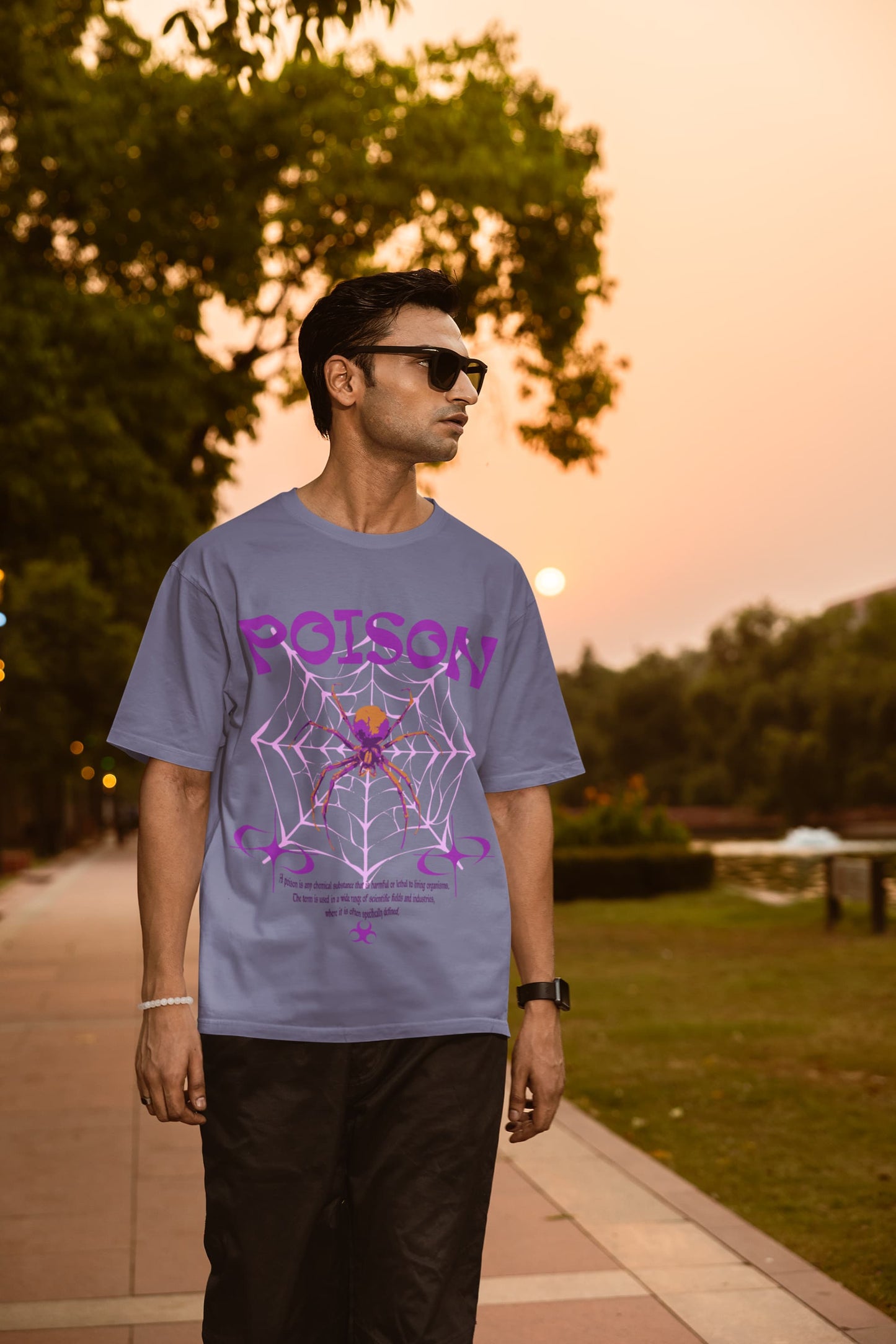 Men's Steel Grey Oversized Round Neck T-shirts