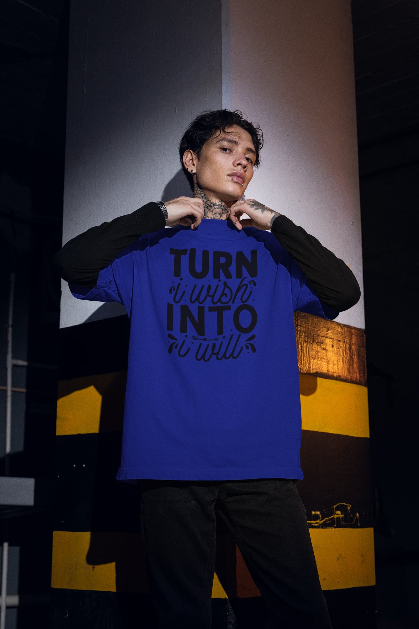 MENS OFF ROYAL BLUE OVERSIZED T-SHIRT