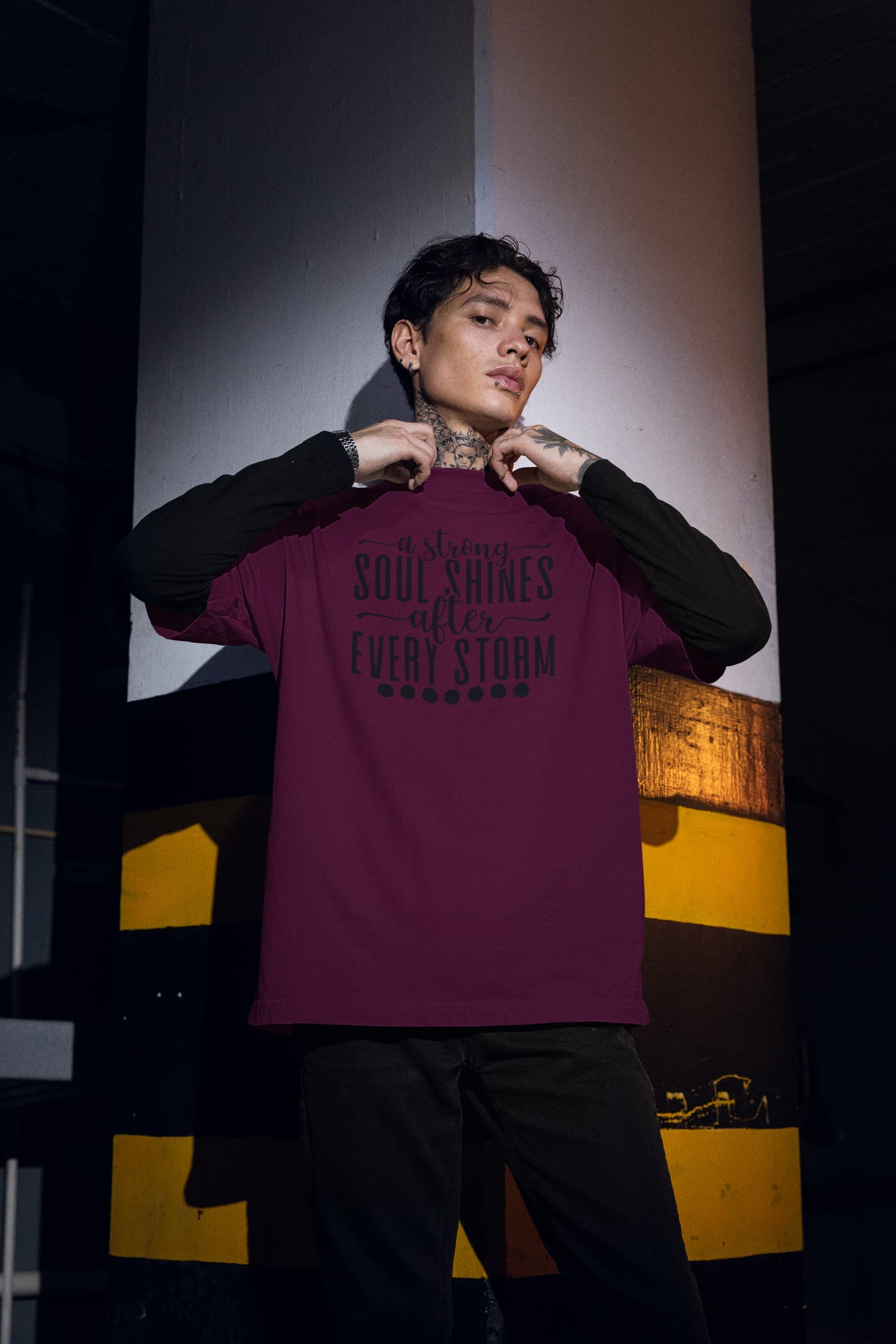 MENS BURGUNDY OVERSIZED T-SHIRT
