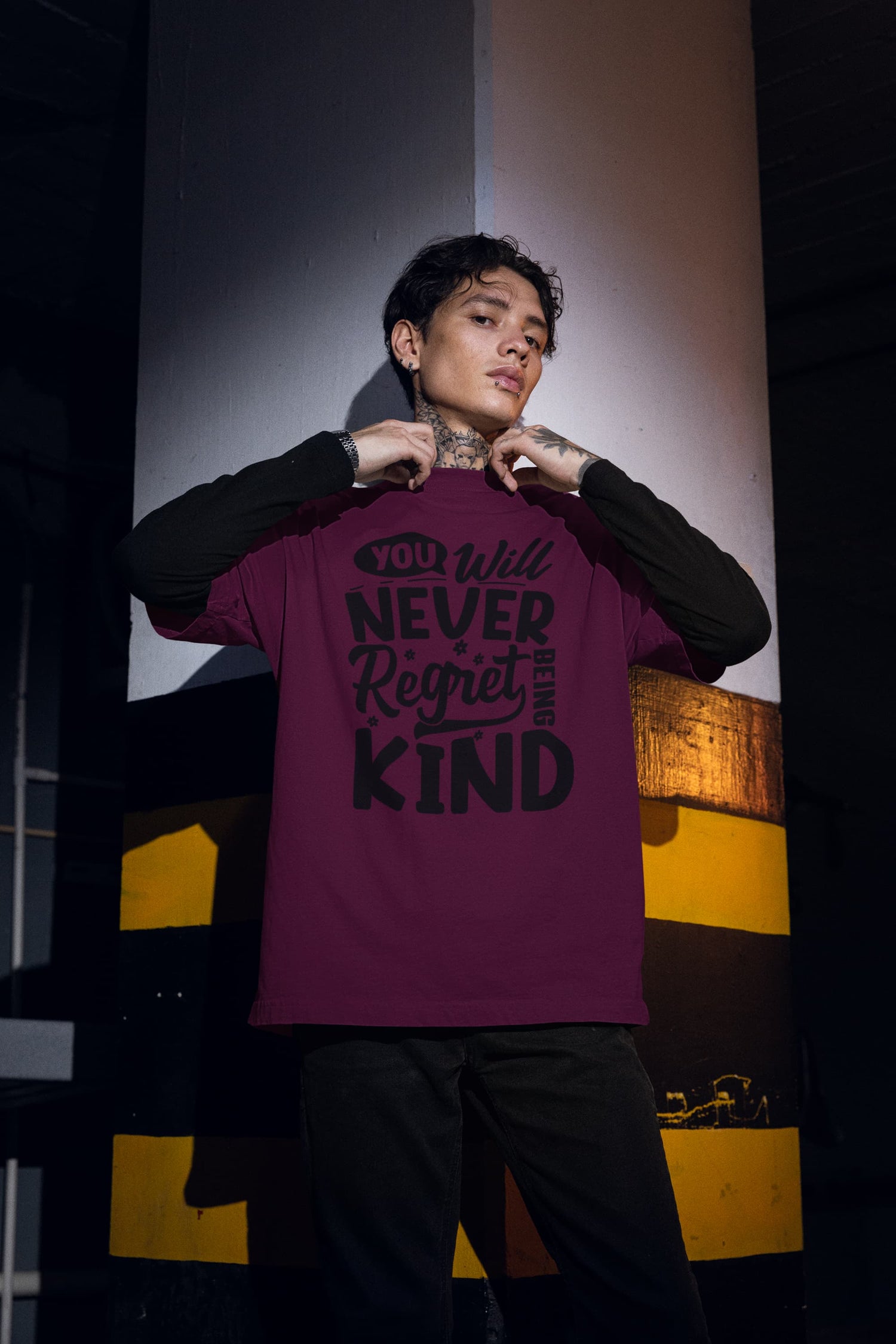 UNISEX BURGUNDY OVERSIZED T-SHIRT