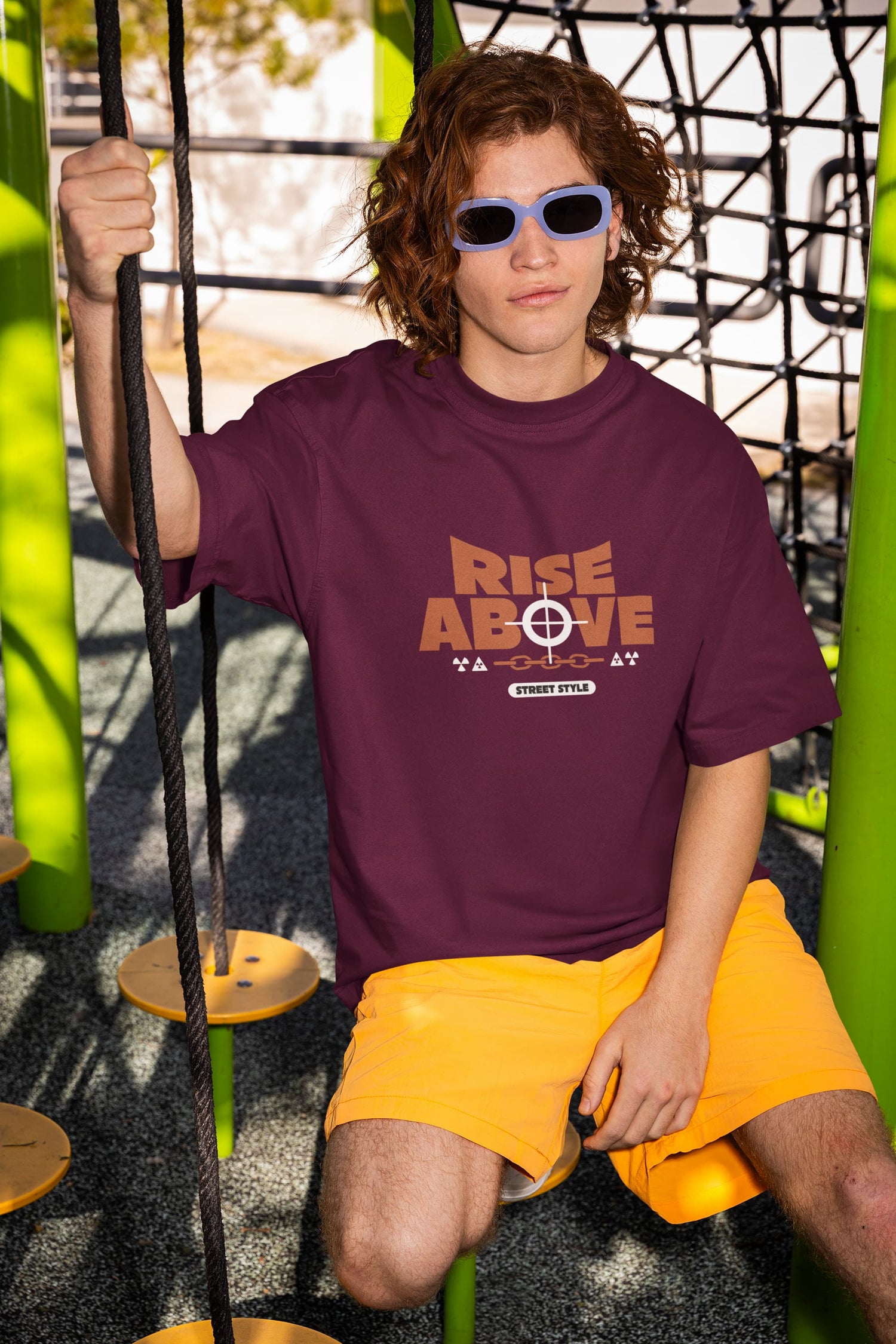 MENS BURGUNDY OVERSIZED T-SHIRT