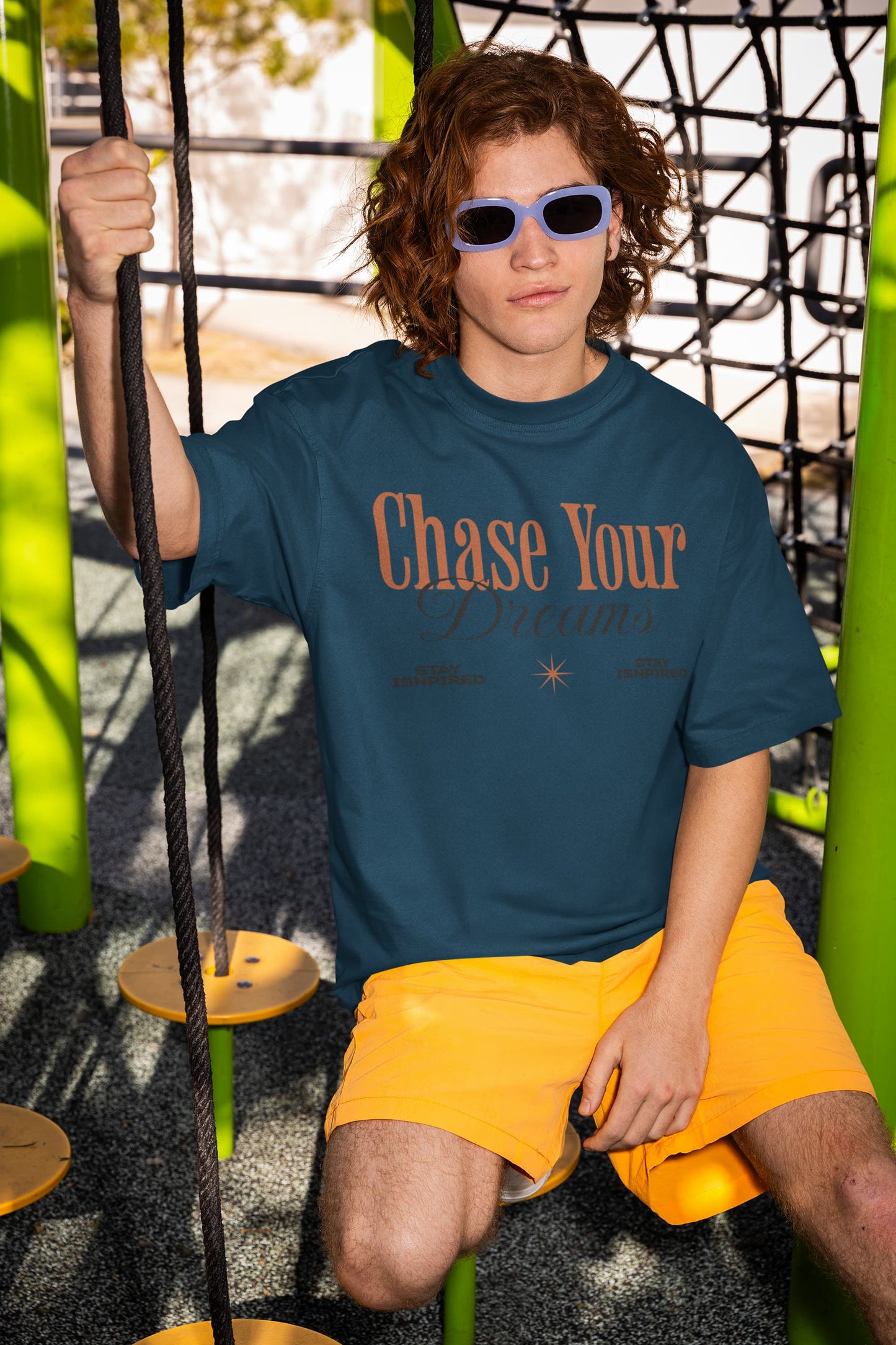 Men's Navy Blue Oversized Round Neck T-shirts