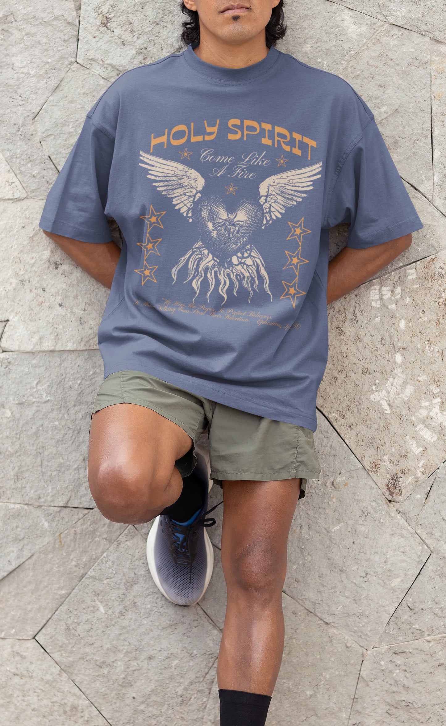 Men's Steel Grey Oversized Round Neck T-shirts