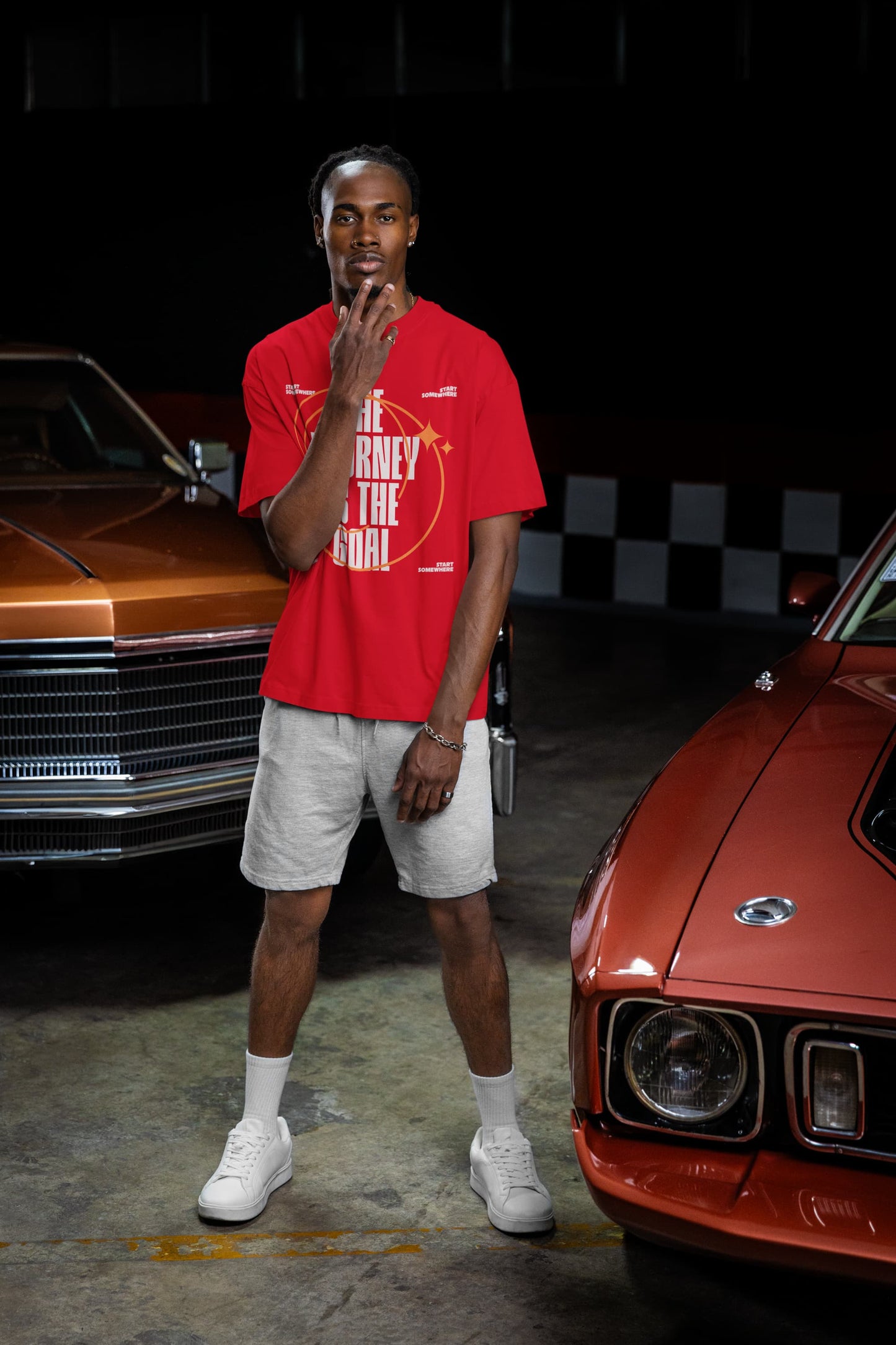 Men's Red Oversized Round Neck T-shirts